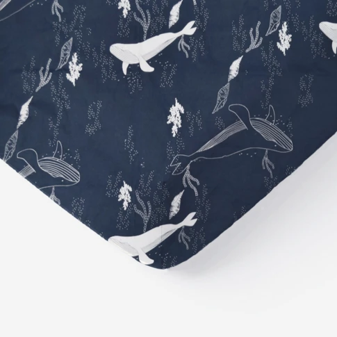 Drap-housse bébé en jersey 100% coton extensible baleine 60 x 120 x 15 cm Bleu Foncé