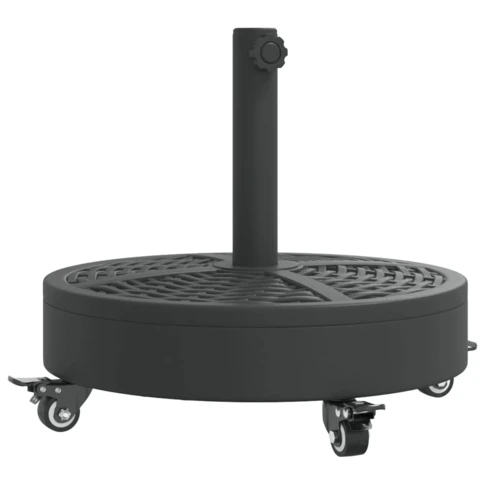 Pied de parasol rond lesté avec roulettes 45 x 45 x 40 cm Noir