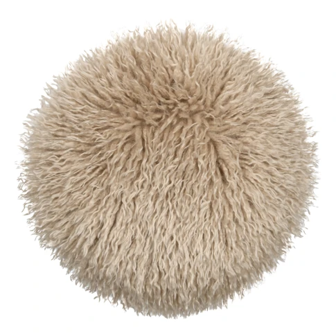 Coussin rond effet fourrure longue