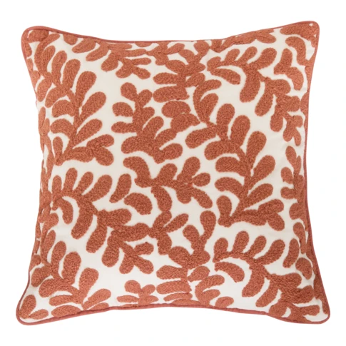 Housse de coussin en coton motif végétal 40 x 40 cm Terracotta