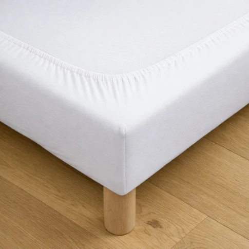 Cache sommier jersey coton extensible 90 x 190 cm BLANC