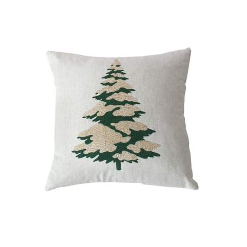 Coussin décoratif motif sapin 40 x 40 cm Vert