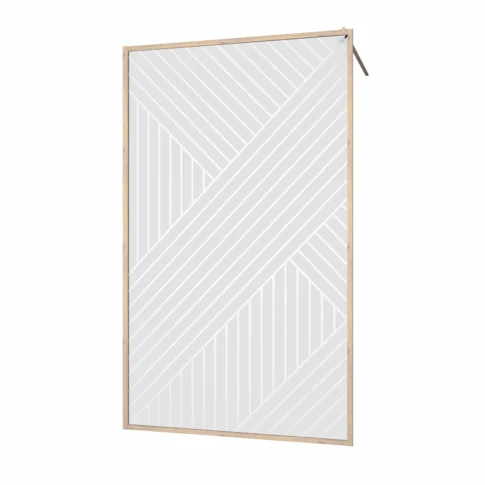 Paroi de douche en verre sérigraphié style Japandi motif géométrique 120 x 200 cm Marron Clair