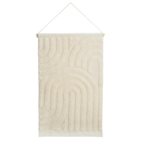 Tapis 2-en-1 mural et de bain tufté en coton design 60 x 100 cm Crème