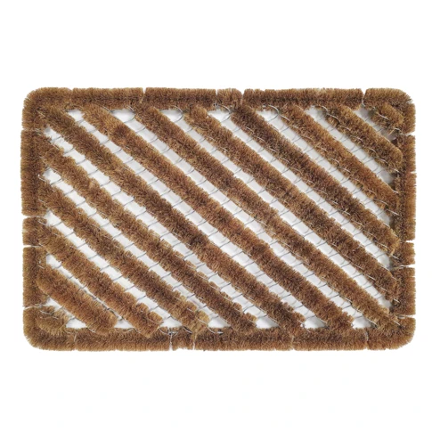 Paillasson en coco et métal ajouré 40 x 60 cm Marron Brun
