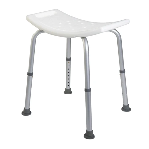 Tabouret de douche réglable avec assise large et poignées 0 cm Blanc