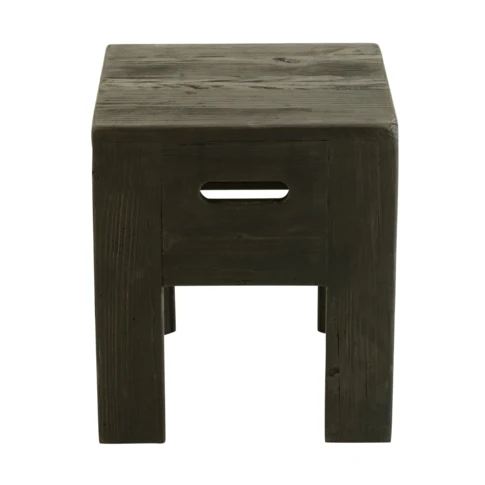 Tabouret bois vintage 35 x 35 cm Noir Mat