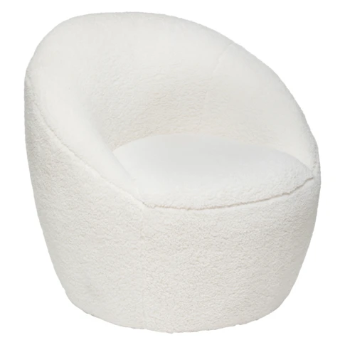 Fauteuil en bouclette au design arrondi 0 cm Blanc