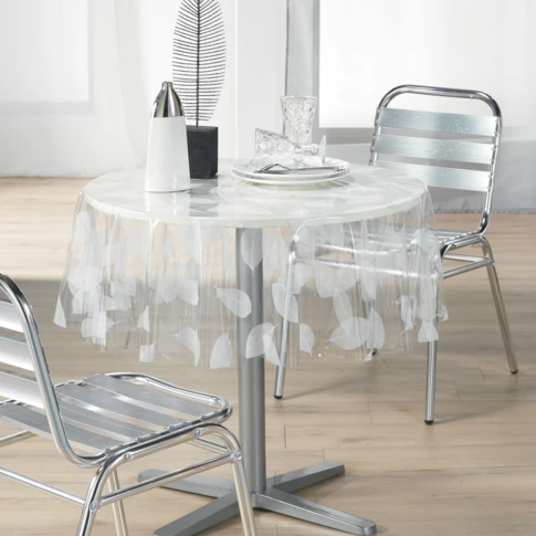 Nappe ronde transparente print feuilles