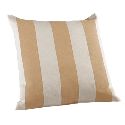 Coussin décoratif à rayures bicolores au rendu satiné 45 x 45 cm Marron Clair