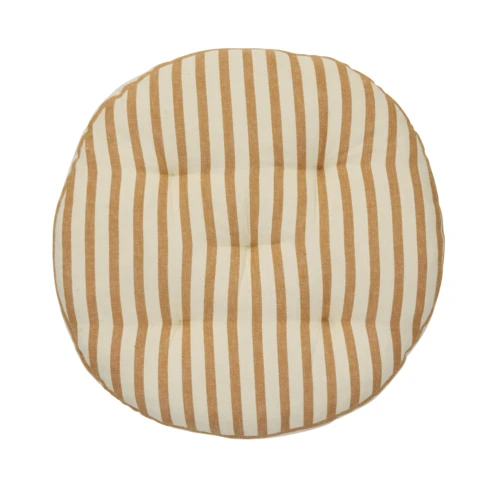 Galette de chaise ronde en coton à rayures 45 x 45 cm Jaune moutarde
