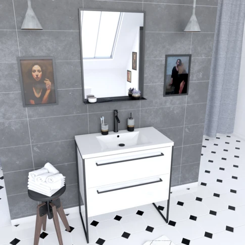 Pack caisson vasque et miroir simple