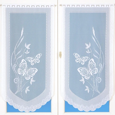 Paire de petits voilages en dentelle motifs papillons
