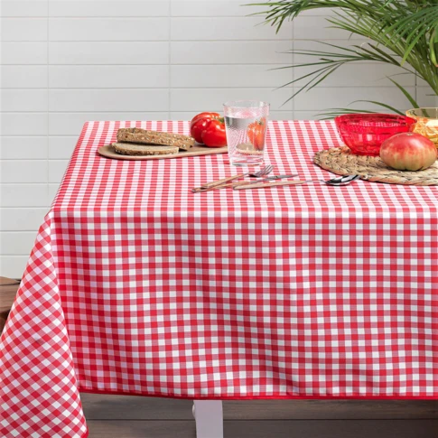 Nappe rectangulaire vichy rouge et blanc