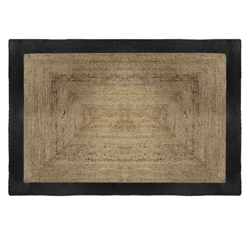 Tapis rectangulaire en jute à bord coloré