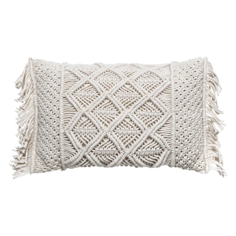 Coussin macramé à franges