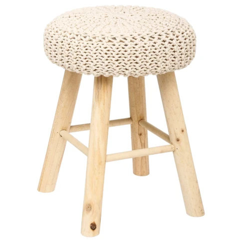 Tabouret avec assise à effet laine