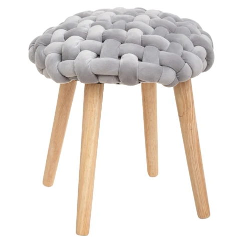 Tabouret déco en tricot de velours