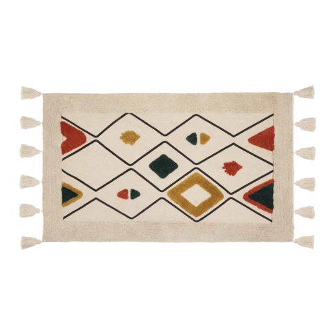 Handgetufteter Teppich mit geometrischen Mustern