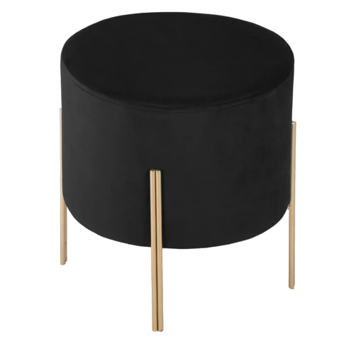 Pouf rond en métal et velours