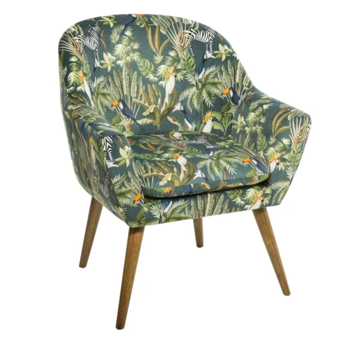 Fauteuil en velours esprit jungle