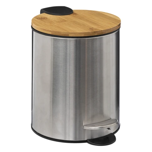 Poubelle 3L en métal et bambou
