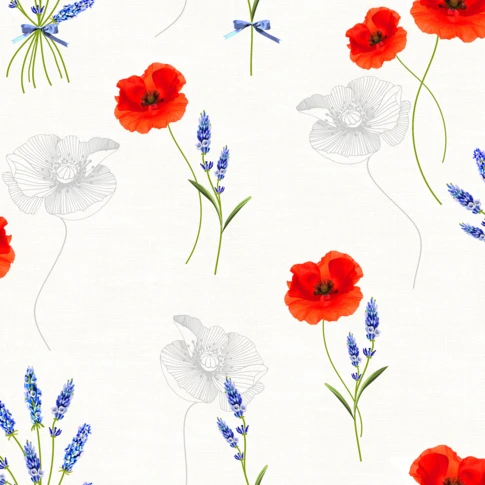 Toile cirée coquelicot et lavande