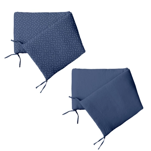 Protector parachoques reversible de gasa de algodón con lunares
