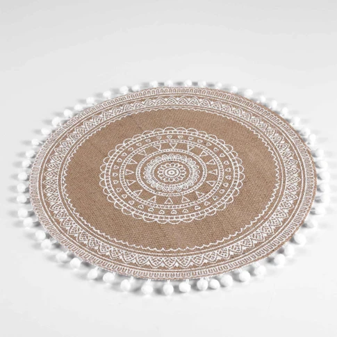 Set de table rond en jute avec pompons