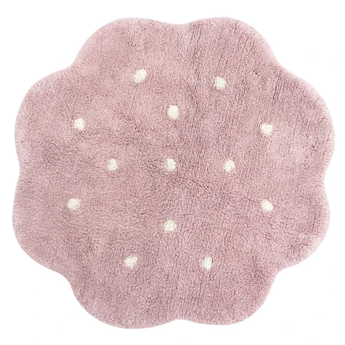 Alfombrilla redonda lavable little biscuit rosa mini