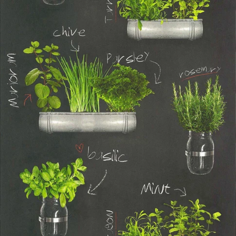 Papier peint imprimé plantes aromatiques 