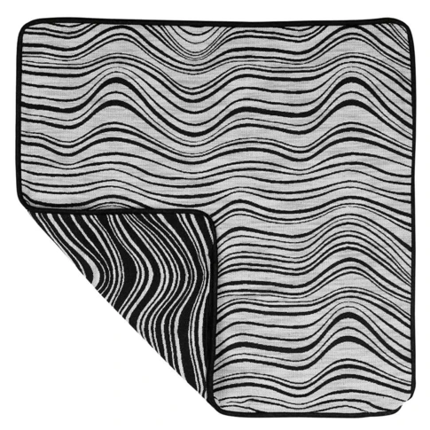 Housse de Coussin à Vagues Noir & Blanc