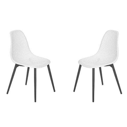 Lot de 2 chaises en résine blanche quadrillée