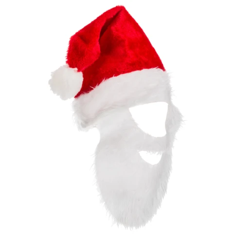 Bonnet et fausse barbe de père noël