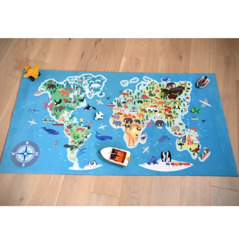 Tapis de sol imprimé carte du monde