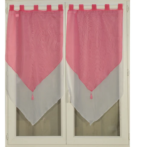 Paire de double petits voilages à pompon