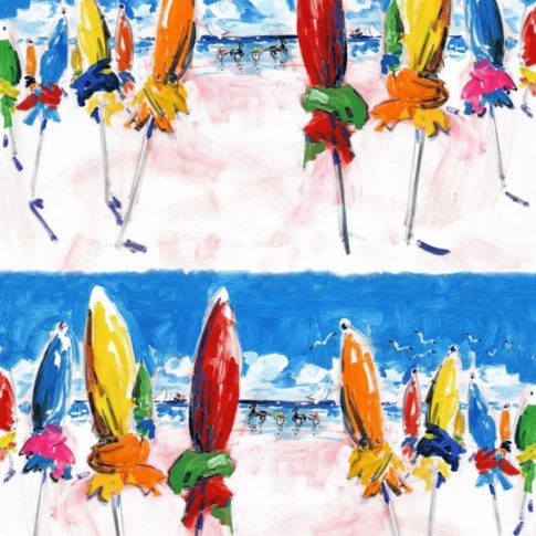 Tissu imprimé parasols colorés