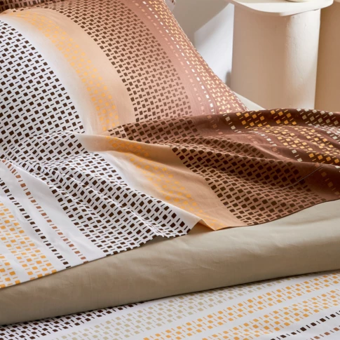Flaches Bettlaken im geometrischen Stil aus Baumwolle