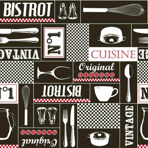 Toile Cirée Fibranne Imprimée "Bistrot"
