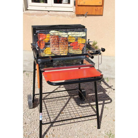 Barbecue à charbon et à cuisson verticale avec système breveté