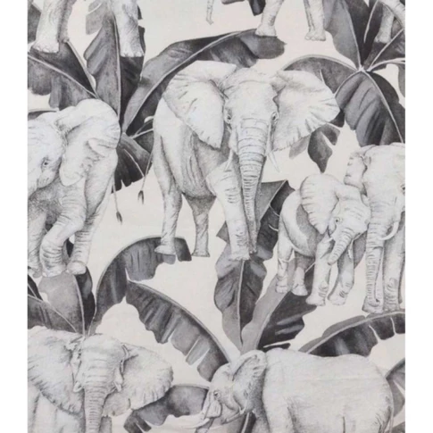 Tissu imprimé éléphants et feuillages