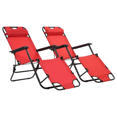 Set de 2 chaises longues pliables avec repose pied