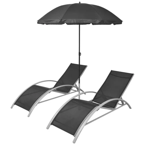 Set de 2 chaises longues et parasol