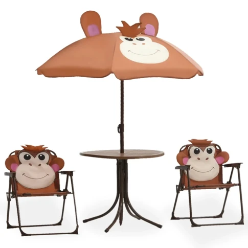 Petit salon de jardin pour enfant avec parasol Singe Rigolo