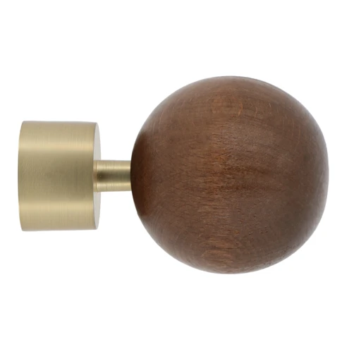 Embout de tringle sphère en bois avec embrase métal