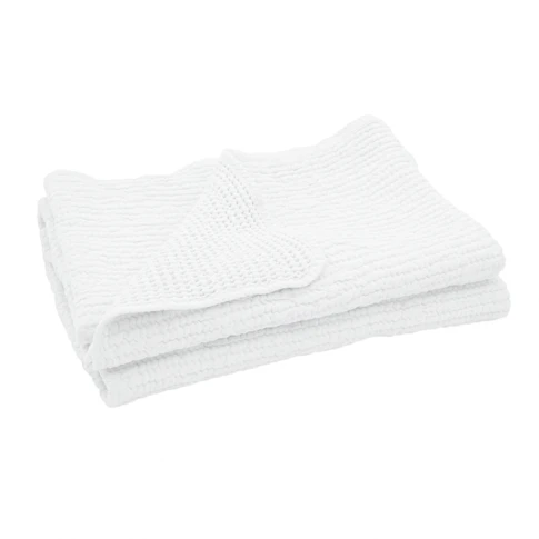 Plaid réversible en coton nid d'abeille 125 x 180 cm Blanc