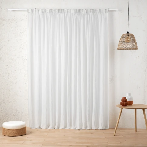 Voilage tamisant en gaze poly-lin à galon fronceur 300 x 260 cm Blanc
