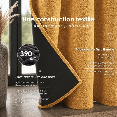 Rideau thermique phonique et semi occultant KONFOR