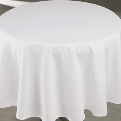 Nappe déperlante anti-taches effet lin pour table ronde 160 x 160 cm BLANC