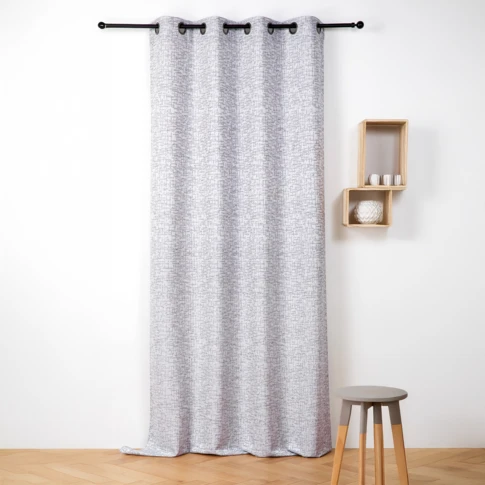 Rideau jacquard à oeillets effet tweed  140 x 240 cm Bleu